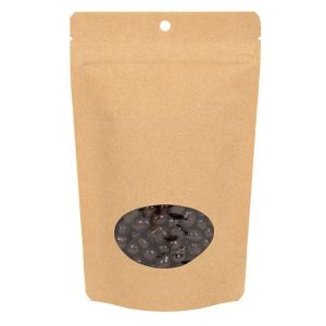 ZBGEO3K Kraft Eco Zip Pouch with Oval Window -  5 1/8