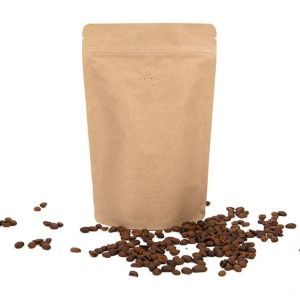 ZBGM3K Kraft Metallized Stand Up Zipper Pouch with Valve - 5 1/8