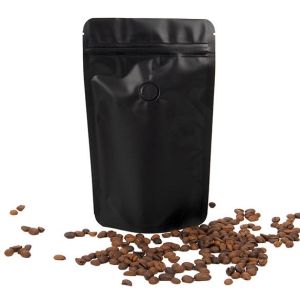 ZBGM3MBV Matte Black Metallized Stand Up Zipper Pouch with Valve - 5 1/8