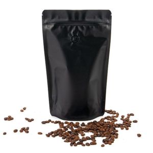 ZBGM4MBV Matte Black Metallized Stand Up Zipper Pouch with Valve - 6 3/4
