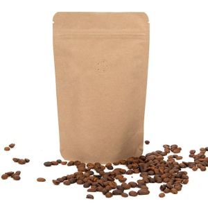 ZBGM7K Kraft Metallized Stand Up Zipper Pouch with Valve - 5 7/8