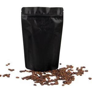 ZBGM7MBV Matte Black Metallized Stand Up Zipper Pouch with Valve - 5 7/8
